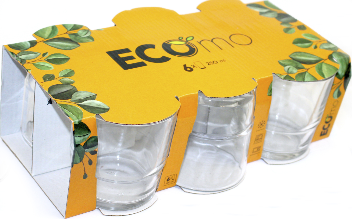 Набір стаканів скло "Ecomo Zocer" (6шт) 250мл низьких №ZOS-0250-PLN(4) — фото 3