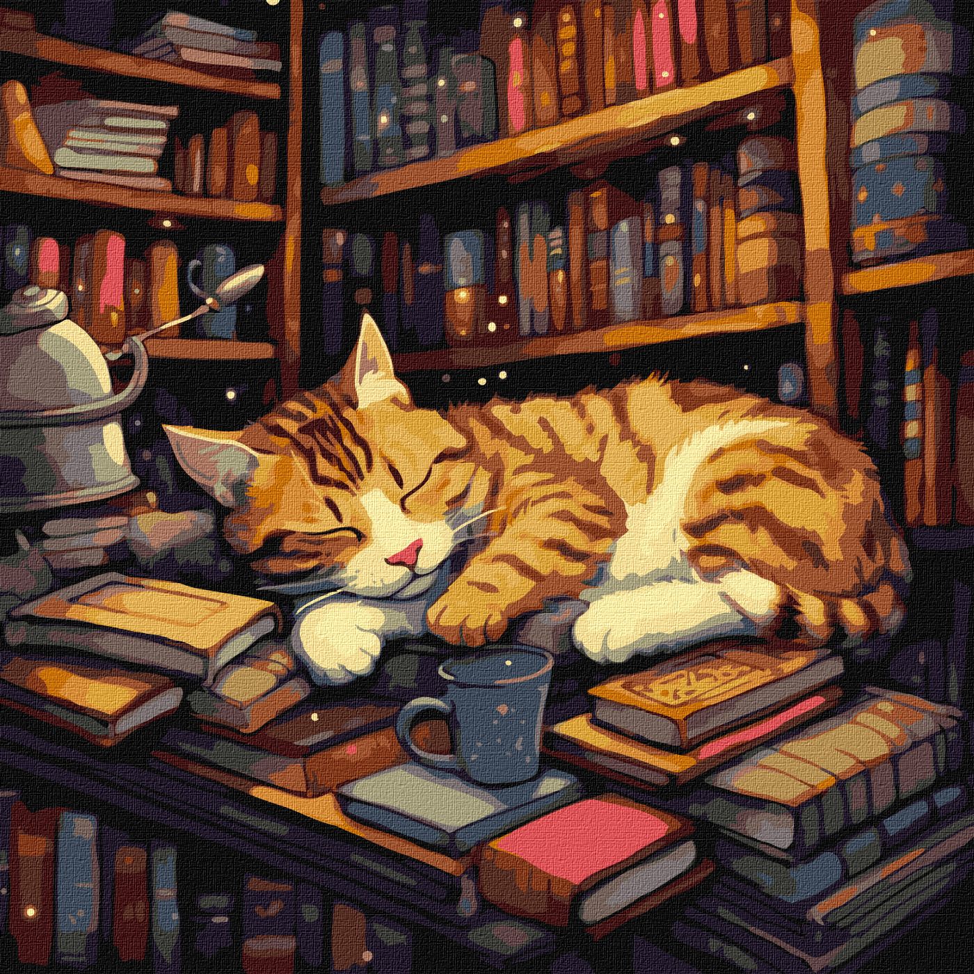 Картини по номерах акрил. "Пухнастий книголюб" 40х40см №КНО6505/Ідейка/ — фото товару | Канцелярський Сад