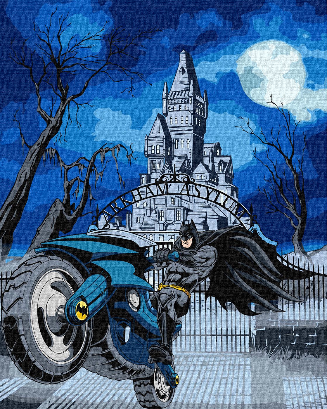 Картини по номерах акрил. "Batman: Batcycle з фарбами металік" 40х50см №KHO8709/Ідейка/ — купити | Канцелярський Сад