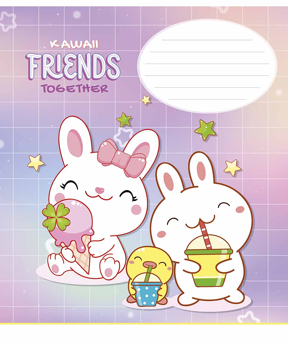 Зошит 12арк. лін. Школярик "Kawaii Friends" глітер №012-3422L(30)(300) — фото 3