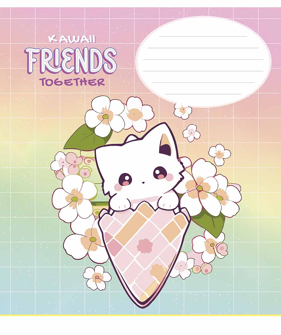 Зошит 12арк. лін. Школярик "Kawaii Friends" глітер №012-3422L(30)(300) — фото 6