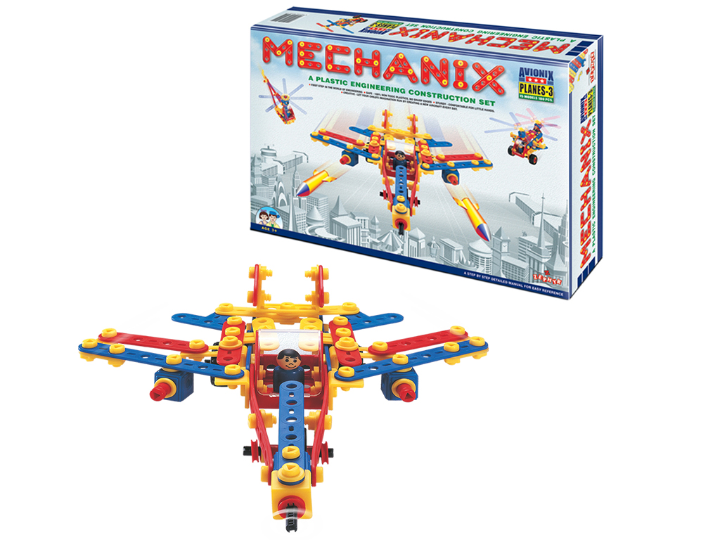 Конструктор "Mechanix" Літак№3,поліпропіленовий, розвиваючий,140ел. №02009(5) — фото товару | Канцелярський Сад