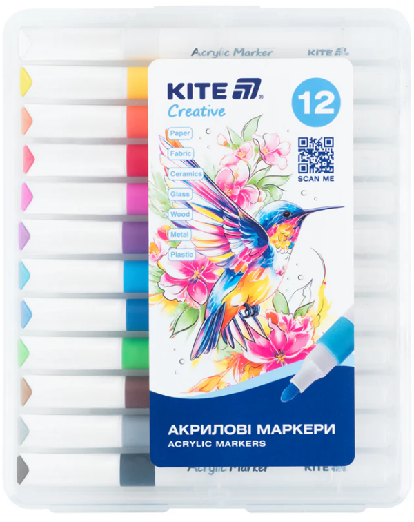 Набір маркерів акрил. "Kite" Creative Jumbo №K-1290 12шт(24) — купити | Канцелярський Сад