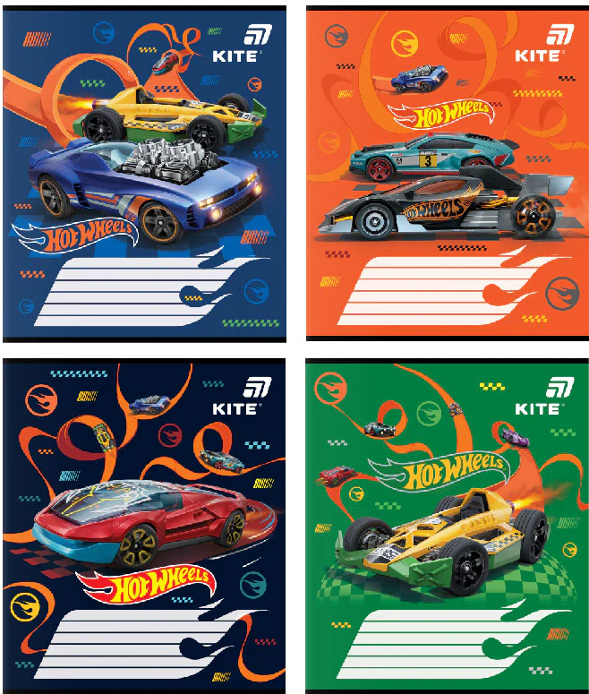 Зошит 12арк. кос. лін. "Kite" гібр. лак. + УФ лак Hot Wheels №HW26-235(25)(600) — купити | Канцелярський Сад
