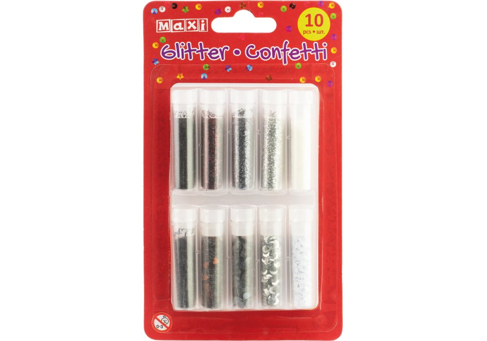 Блискітки "Maxi" 6кольор. + конфетті для декорування №MX61727(24) — купити | Канцелярський Сад