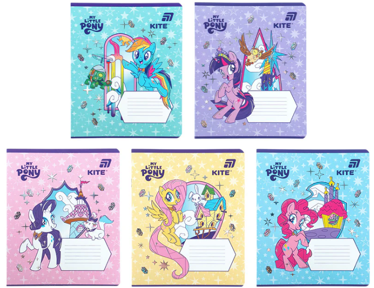 Зошит 12арк. кліт. "Kite" фольга + УФ лак Little Pony №LP26-232(25)(600) — купити | Канцелярський Сад