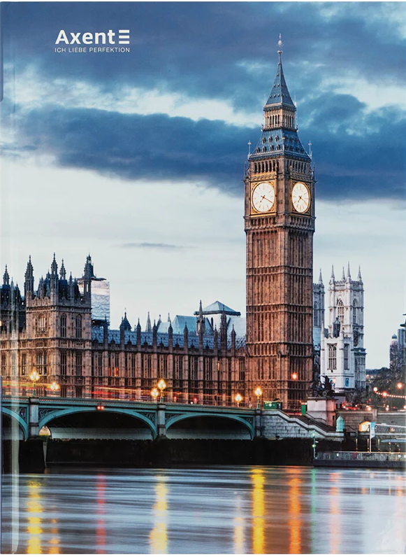 Книга-канц. А4 96арк. кліт. тв. обкл. "City. London" №8425-5-A/Axent/(10) — купити | Канцелярський Сад