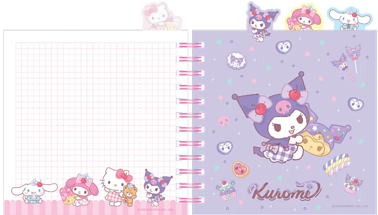 Блокнот пруж. В6 80арк. кліт. карт. обкл. з розділювачами "Hello Kitty" №HK26-278/Kite — фото 4