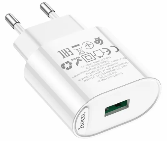 Зарядний пристрій Hoco №C109A швидка зарядка 1USB+Type-C 3.0A white/Breidon/ — фото 3
