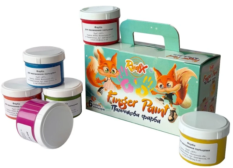 Фарби пальчикові 6кольор. 60мл "Rudix" №840603(5) — купити | Канцелярський Сад