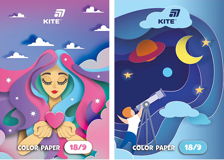 Папір кольор. А4 18арк./9кольор. Kite №K26-1250/Kite/(50) — купити | Канцелярський Сад