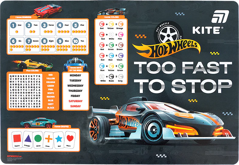 Підкладка для столу "Kite" №HW26-207-1 Hot Wheels (42,5х29cм) PP(10) — купити | Канцелярський Сад