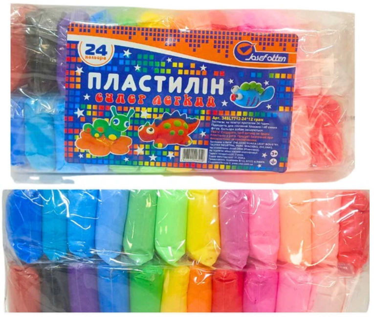 Пластилін суперлегкий 24кольор. зі стеками №34SL7720-24(96) — купити | Канцелярський Сад