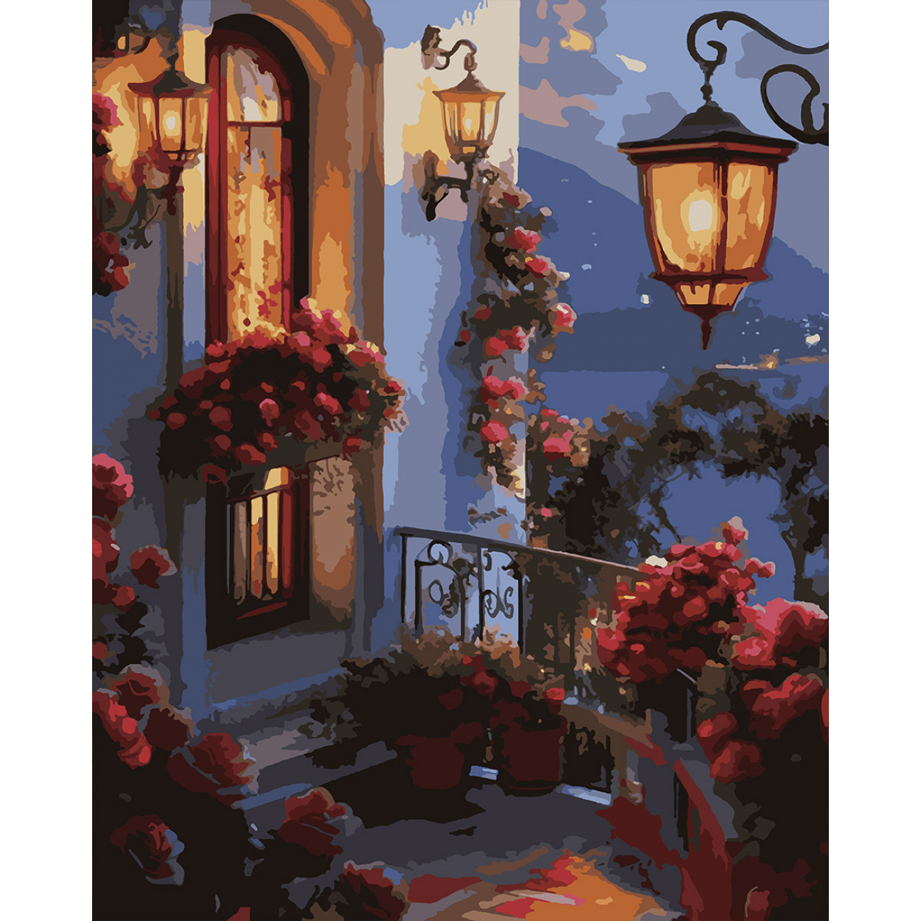 Картини по номерах "Santi" Квіти на балконі 40х50см, LED підсвітка №956656 — купити | Канцелярський Сад