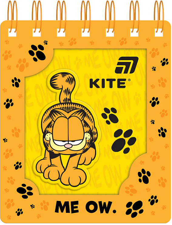 Блокнот пруж. А6 80арк. кліт. карт. обкл. вирубка "Garfield" №GF26-276/Kite/ — купити | Канцелярський Сад