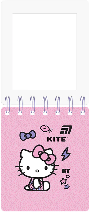 Блокнот пруж. А6 80арк. кліт. карт. обкл. вирубка "Hello Kitty" №HK26-279-1/Kite — фото 3