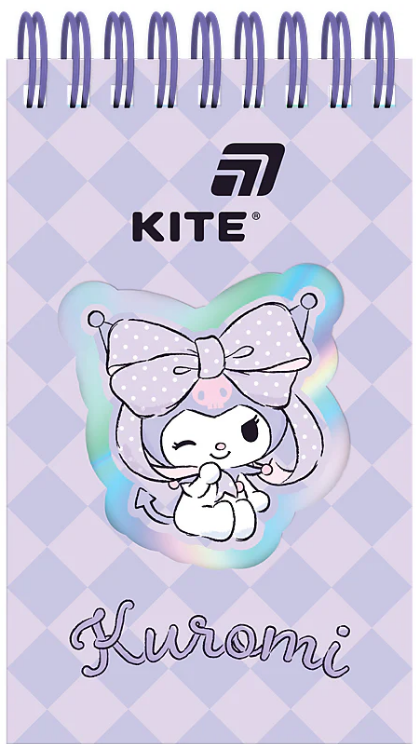 Блокнот пруж. А6 80арк. лін. карт. обкл. вирубка "Kuromi" №HK26-279-2/Kite/ — купити | Канцелярський Сад