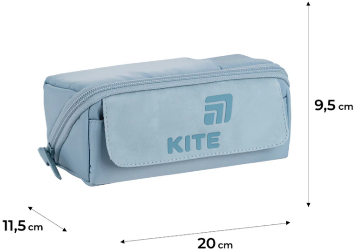Пенал "Kite" 1від.,м'який сіро-блакитний №K26-2702-2 — фото 4
