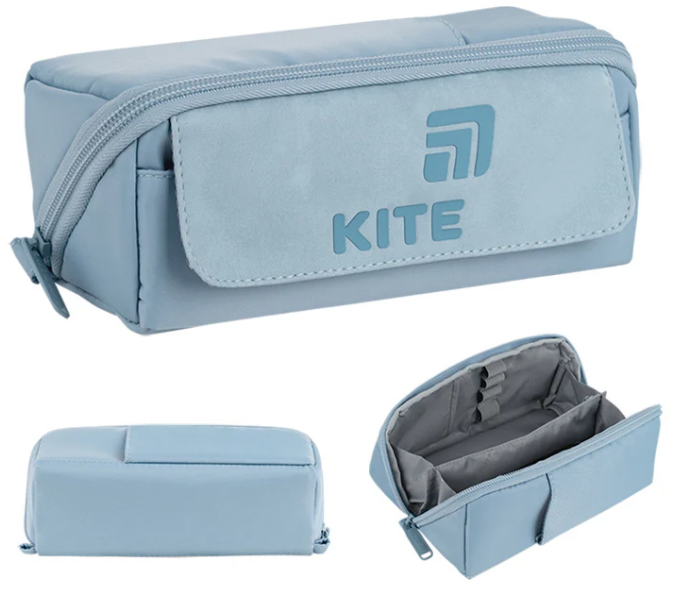 Пенал "Kite" 1від.,м'який сіро-блакитний №K26-2702-2 — купити | Канцелярський Сад