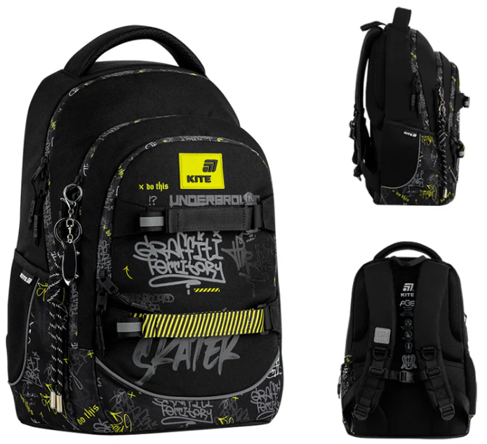 Рюкзак "Kite" Education teens Graffiti 2від.,3карм. №K26-727M-4(10) — купити | Канцелярський Сад
