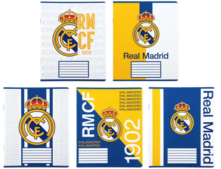 Зошит 12арк. кліт. "Kite" софт тач + УФ лак Real Madrid №RL26-232(25)(600) — купити | Канцелярський Сад