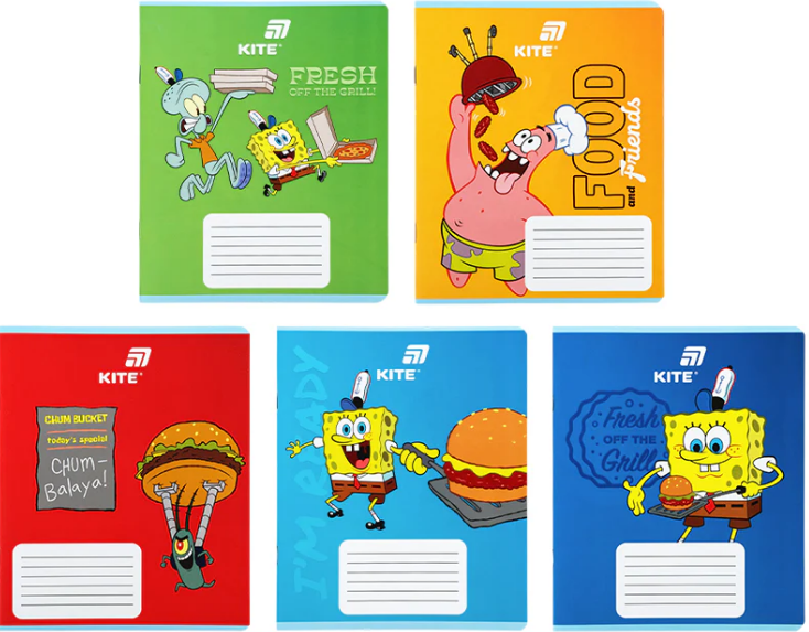 Зошит 12арк. кліт. "Kite" софт тач + УФ лак Sponge Bob №SB26-232(25)(600) — купити | Канцелярський Сад