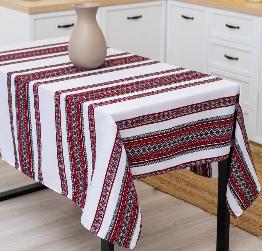 Скатертина вишита з укр. орнаментом 120х150см (анс1-1-12) — купити | Канцелярський Сад