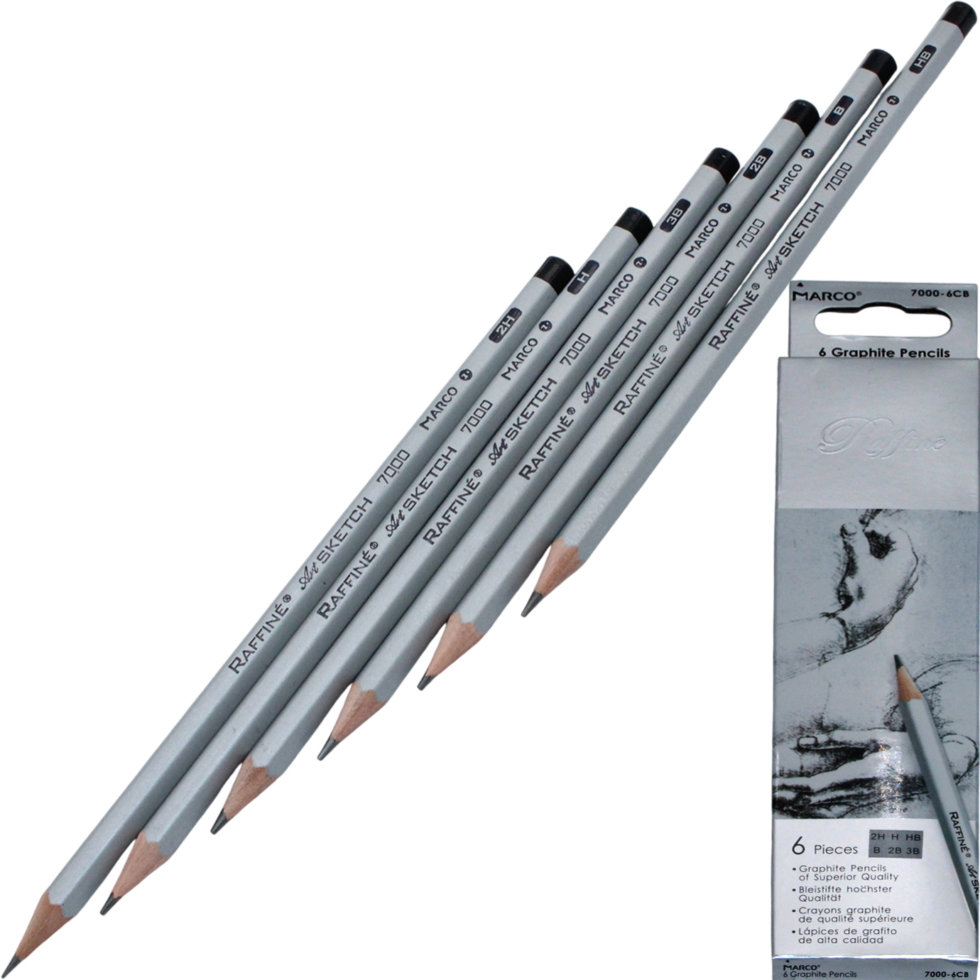 Набiр олівцiв гр. "Marco" №7000DM-6CB 2H-3B (1)(24)(480) — купити | Канцелярський Сад