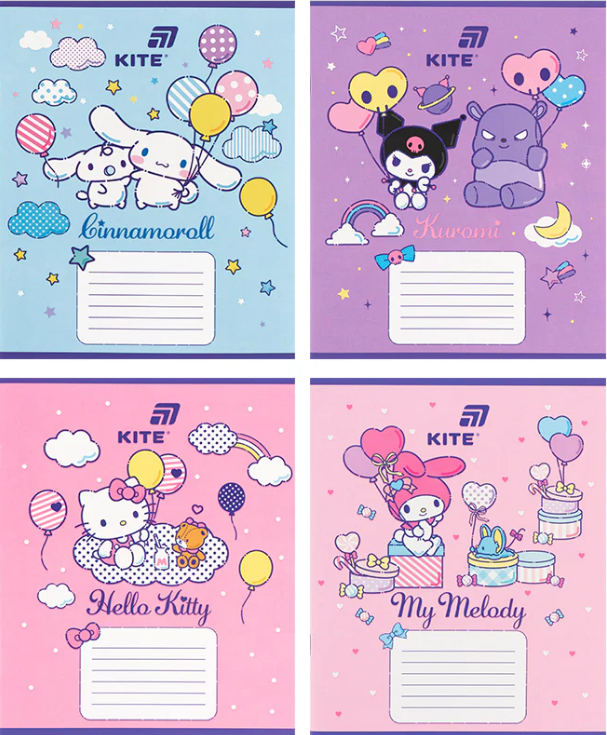 Зошит 12арк. кос. лін. "Kite" софт тач + УФ лак Hello Kitty №HK26-235-2(25)(600) — купити | Канцелярський Сад