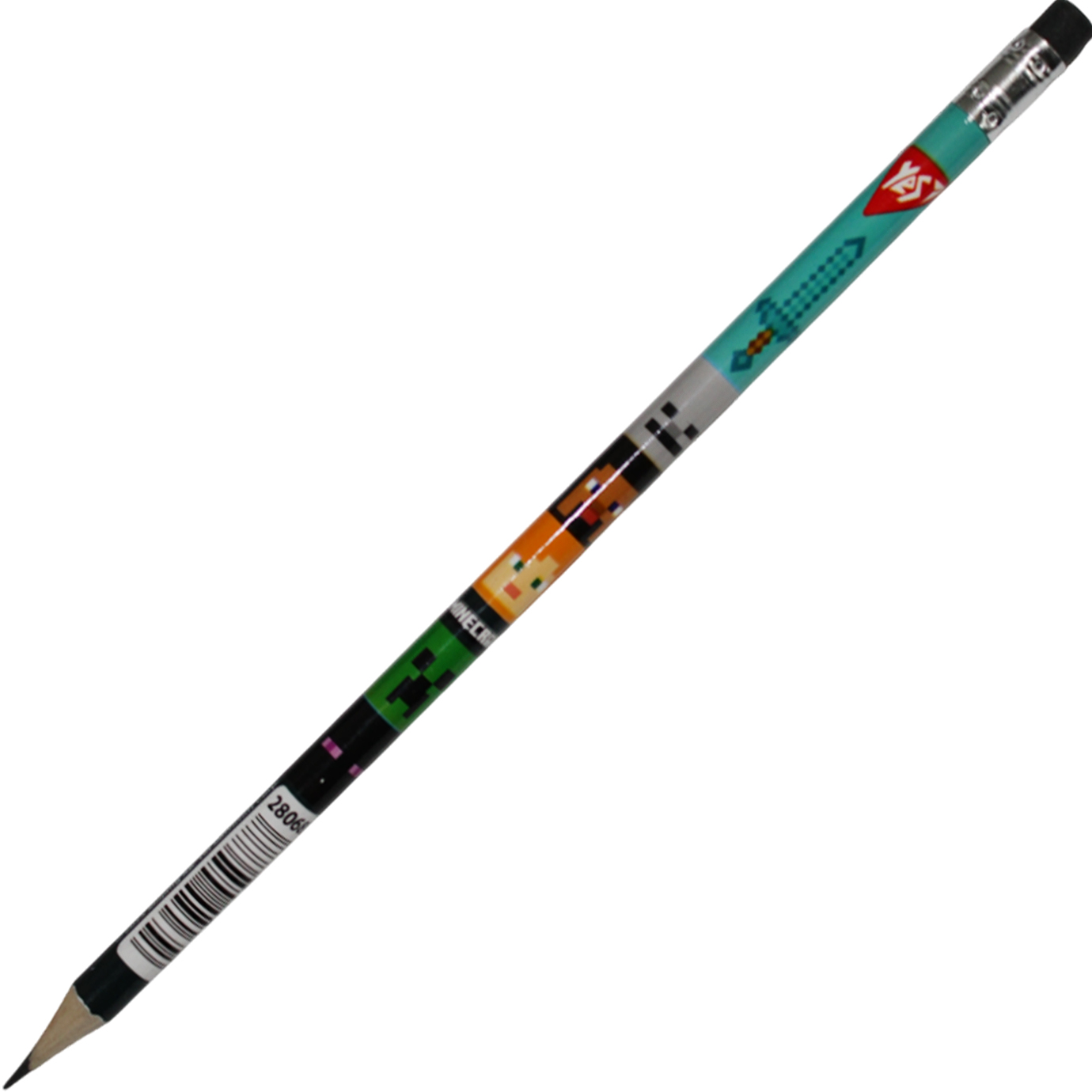 Олівець гр. "Yes" №280684 Minecraft.Spring HB круг. з гумкою,в пласт. тубі(36)(540) — купити | Канцелярський Сад